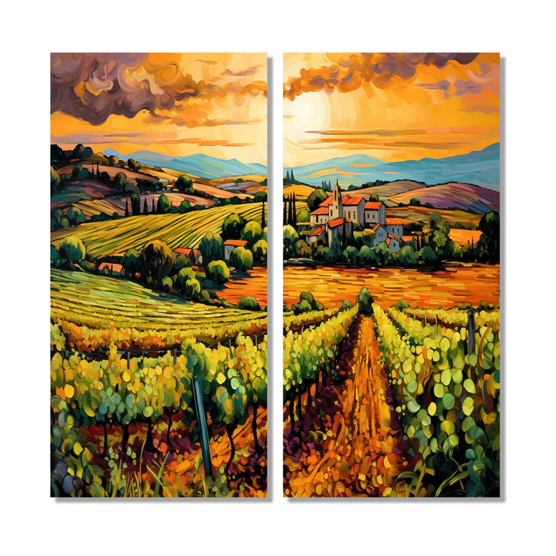 Vangogh Sunlit Vineyards I - Yellow Wall Art, 20" H x 24" W, Wrapped Canvas, Does Not Apply
