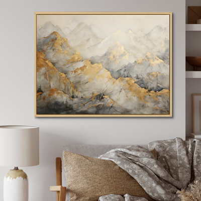 Bold Beige And Gold Mountain Glacier - Forest Canvas Print Wall Art