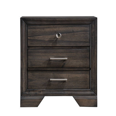 1pièce de style contemporain 3 tiroirs de rangement table de chevet chambre à coucher meubles en bois massif finition bois foncé