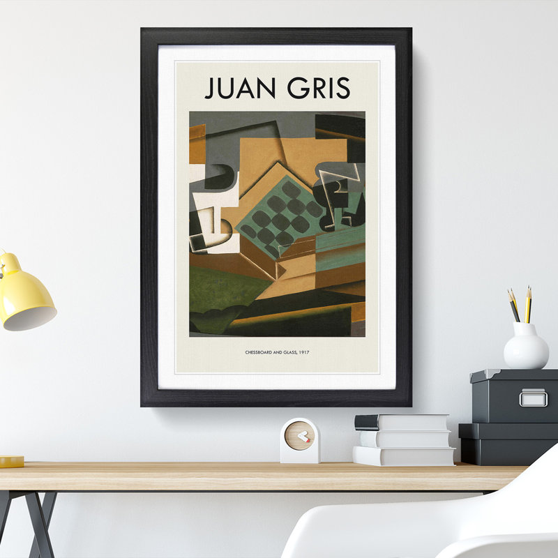 Chessboard and Glass by Juan Gris - Picture Frame Art Prints, Black, 65cm H x 48cm W x 2cm D