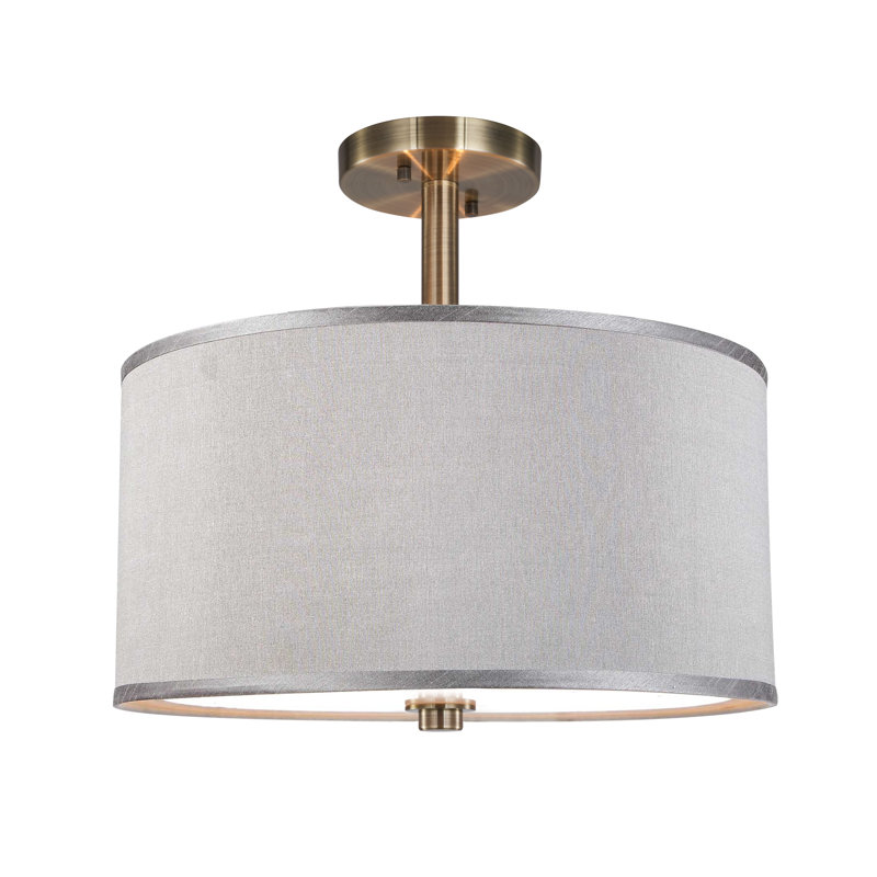 Smeralda Semi Flush Mount, Gray, Brass, Medium, 7"H x 15"W x 15"D