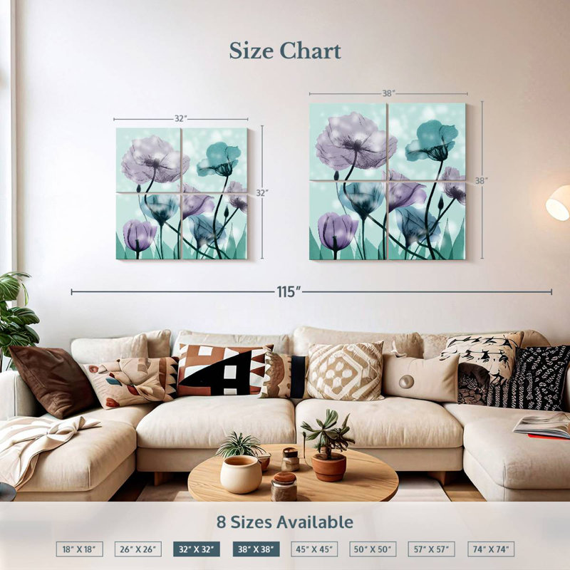 Paysage de fleurs Harnek Midnight, H 32 po x l 32 po