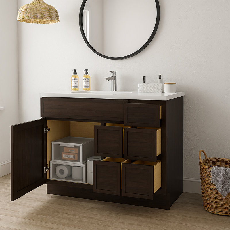 Base de meuble-lavabo simple 48 po seulement, Brun