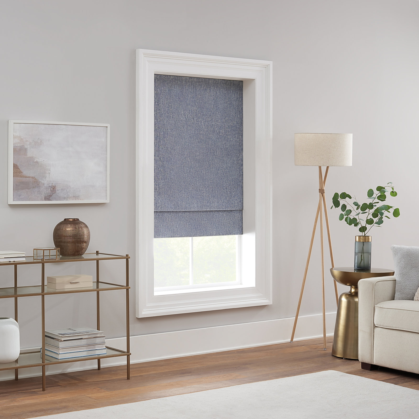 Eclipse Drew Blackout Roman Shade, 27"W x 64"L, Blue