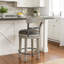Ensemble de 2 tabourets de comptoir pivotants Zeka, similicuir, acajou gris