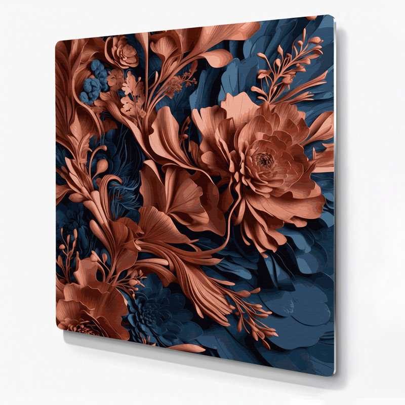 Art abstrait en métal 49 fleurs abstraites, H 16 po x l 16 po