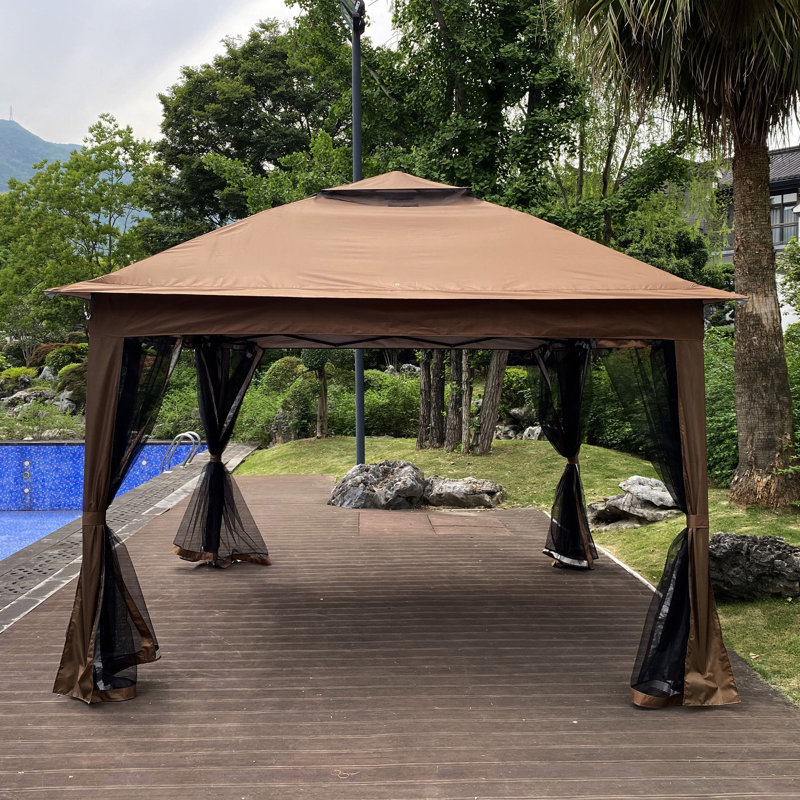 Outdoor 11X 11Ft Pop Up Gazebo Canopy With Removable Zipper Netting,2-Tier Soft Top Event Tent,Suitable For Patio Backyard Garden Camping Area