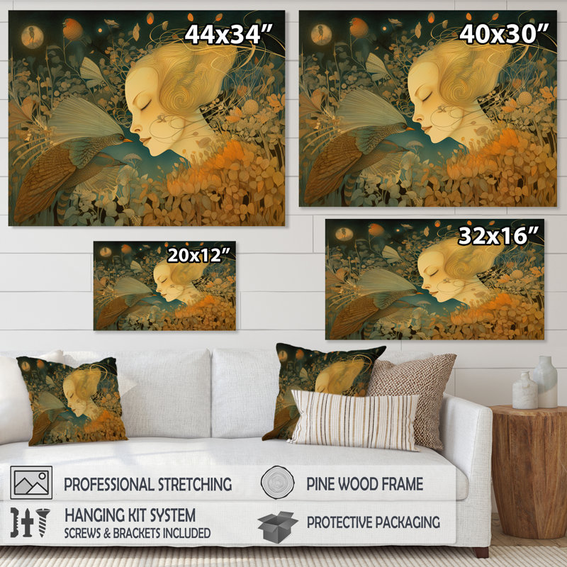 «Goddess Dreams In Tender Tones» sur impression sur toile, H 30 po x l 40 po x P 1,5 po, Cadre simple argenté