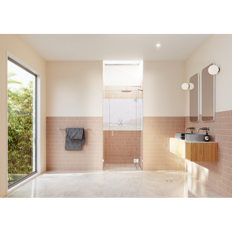Stellar 40.5 in. x 78 in. Fully Frameless 3 Panel Inline Hinge Shower Door, Brushed Nickel