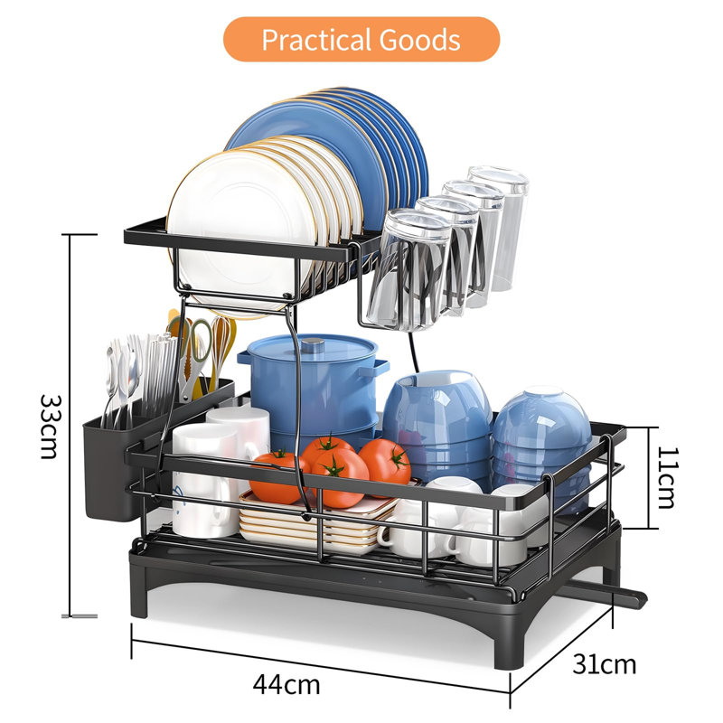 Large Stainless Steel 2-Tier Dish Drying Rack