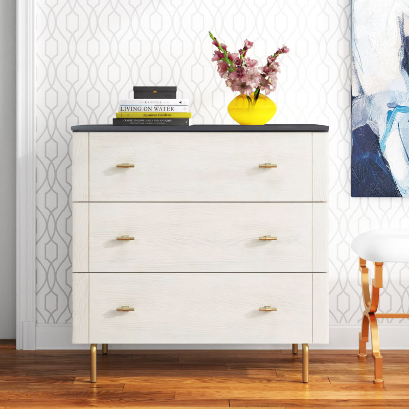 Bartelt 36'' W 3 - Drawer Dresser, Black/White
