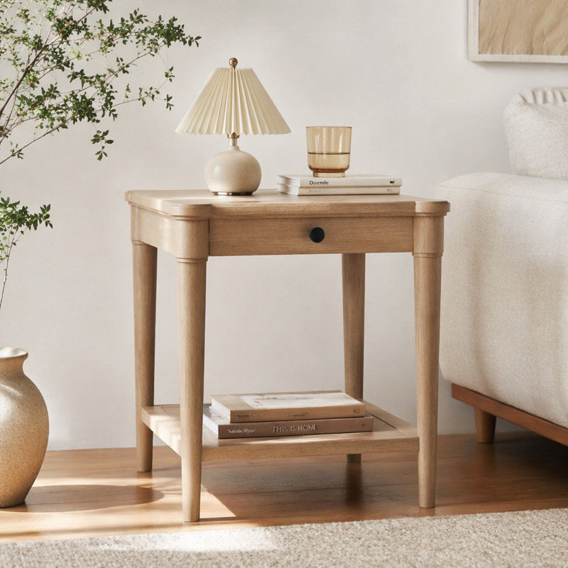Table de bout sablée avec tiroir de rangement