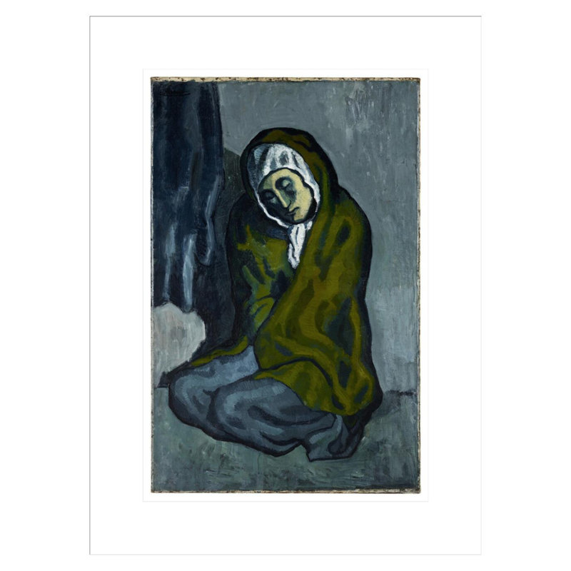 «La Miséreuse accroupie» par Pablo Picasso, impression giclée sur cadre, H 21,75 po x l 16,14 po