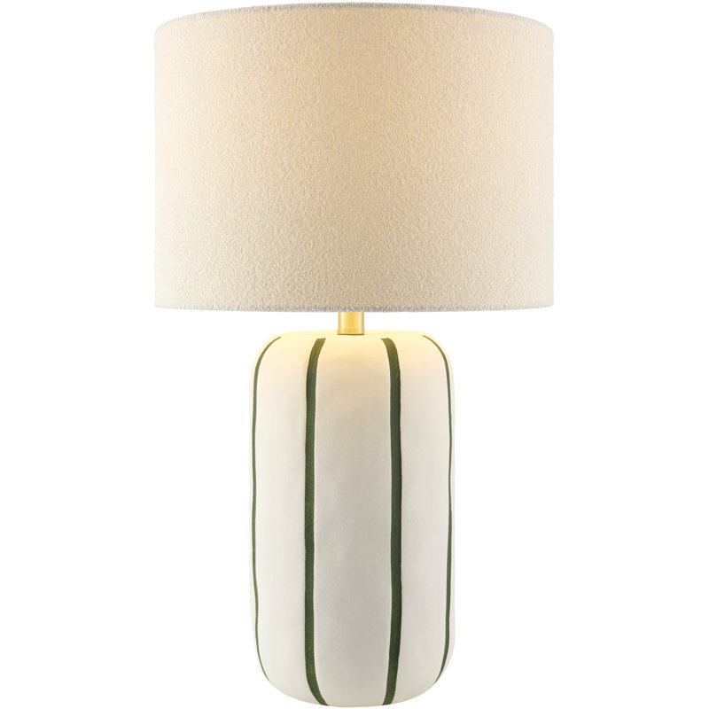 Lampe de table Poelm, H 25 po x l 15 po x P 15 po, Crème/vert