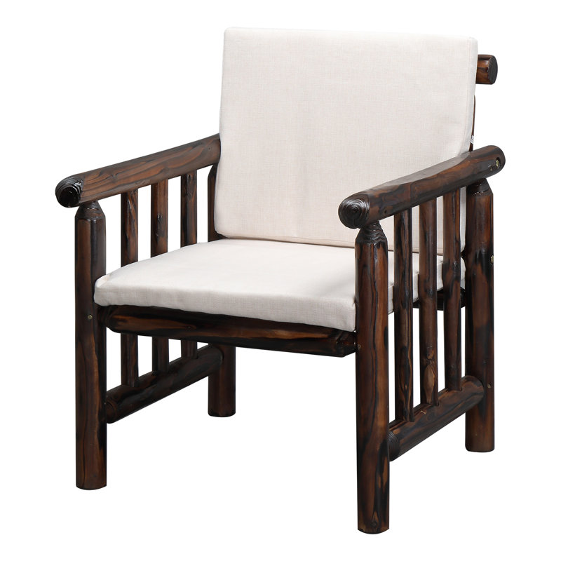 Patio Single Wood Arm Chair, Carbonized
