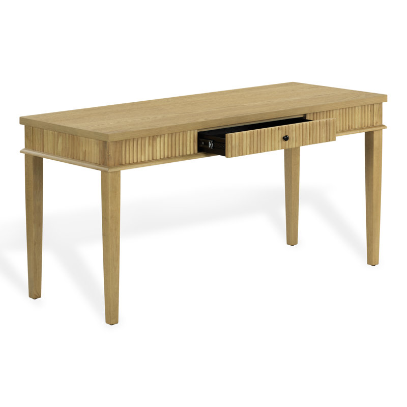 Shelbie 1 Drawer Reeded Desk, Greige Oak