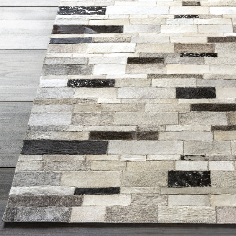 Trail Geometric Area Rug in Brown/Silver/Ivory, Square 8' x 8'