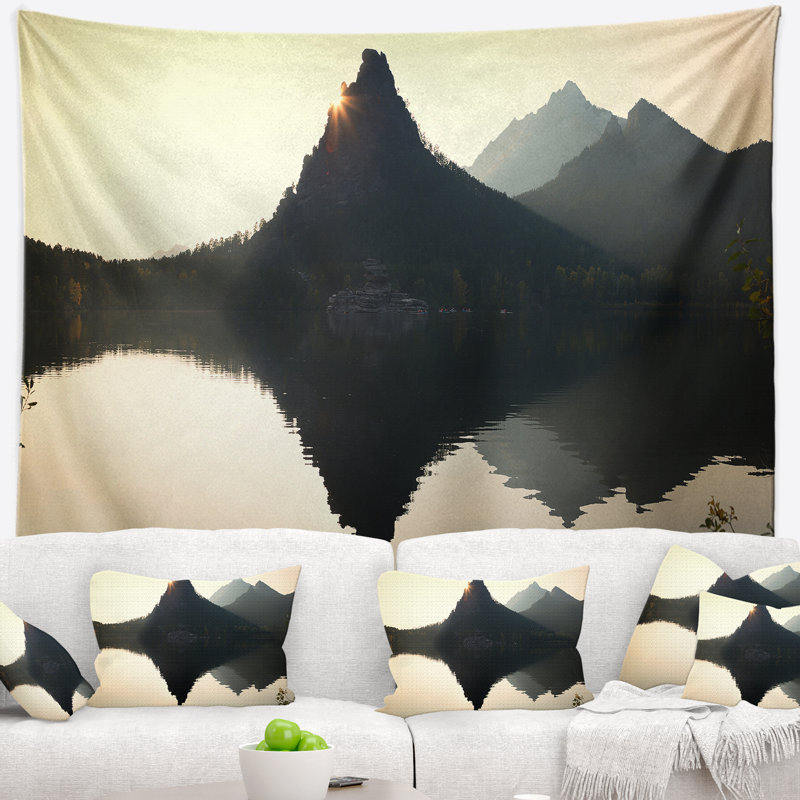 Tapisserie de parc national de burabay de polyester au coucher de soleil avec accessoires suspendus inclus, H 50 po x l 60 po