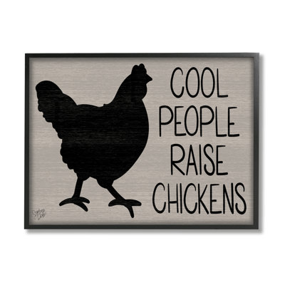 «Cool People Raise Chickens Sign» par Stephanie Dicks - cadre flottant, impression sur bois