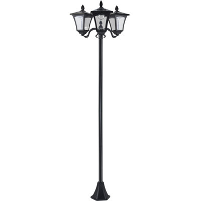 72" Solar Lamp Post , Triple. For Driveway Pathway, Garden, Lawn. Stainless Steel, Waterproof Black. Day Night Sensor, Energy Saving Lawn, .
