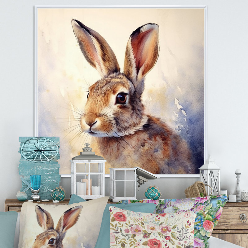 Sweet Rabbit I - impressions sur toile de lapin, H 36 po x l 36 po x P 1,5 po, Cadre flottant blanc