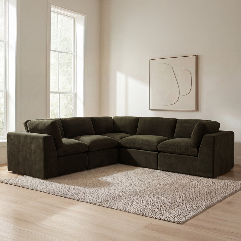 Cates Modular Sectional, Green Polyester