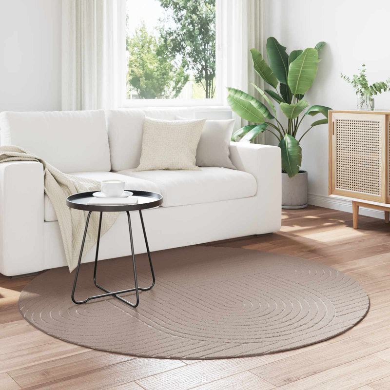 Modern Indoor and Outdoor Rug, Beige, Round 160 cm