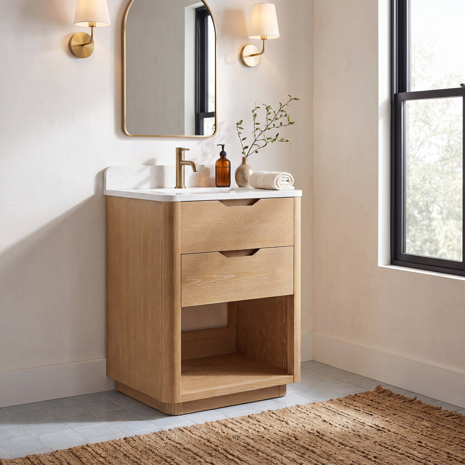 Kaiser 24" Pine Single Bathroom Vanity, Washed Ash Gray