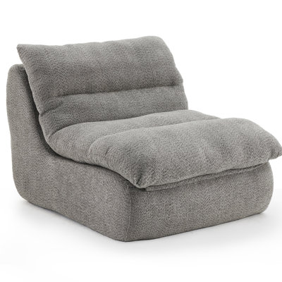 Fauteuil à 1 place en chenille grise grise, rembourré pour plus de confort, conception ergonomique à différents espaces, rembourrage et usure élégants en chenille, siège, salon, chambre à coucher ou bureau, confort facile