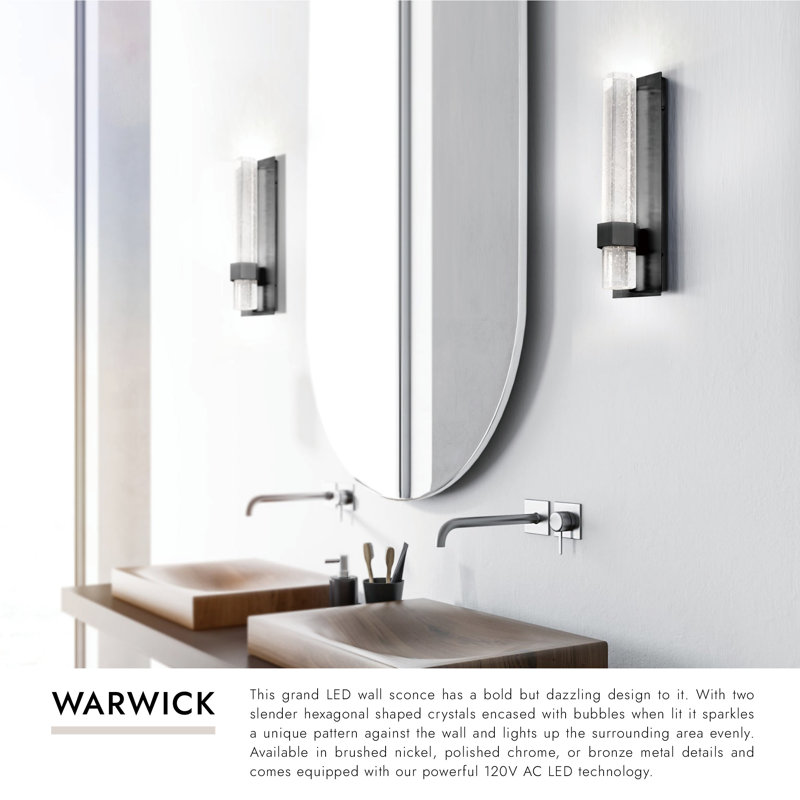 Warwick 1 - Light LED Sconce, Brushed Nickel