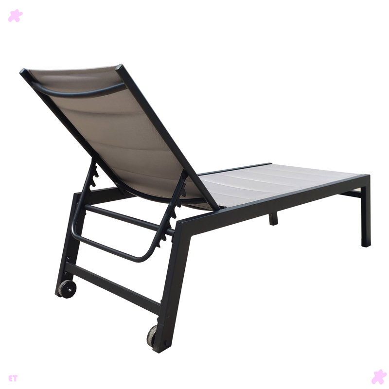 Chaise longue d'extérieur Lehens, fauteuil inclinable réglable en aluminium à cinq positions