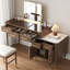 Ensemble coiffeuse et miroir en verre blanc-1473847071