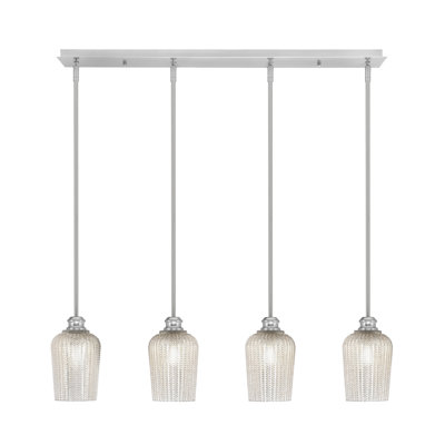 Edge 4 Light Linear Pendalier Shown With 5" Textured Glass
