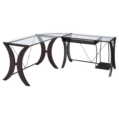 L-Shaped Glass Top Computer Desk