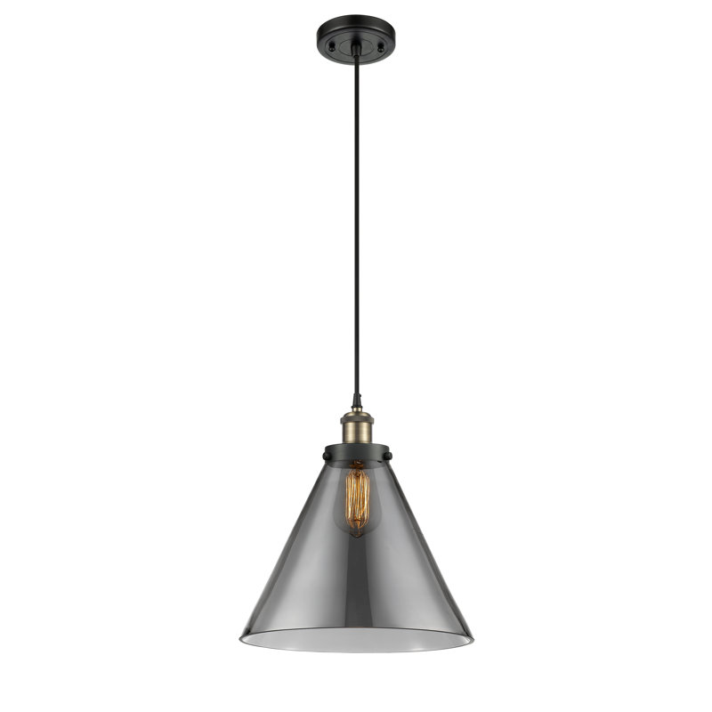 Gendron 1 - Light Single Pendant, No Bulb Included, Plated Smoke, Black Antique Brass