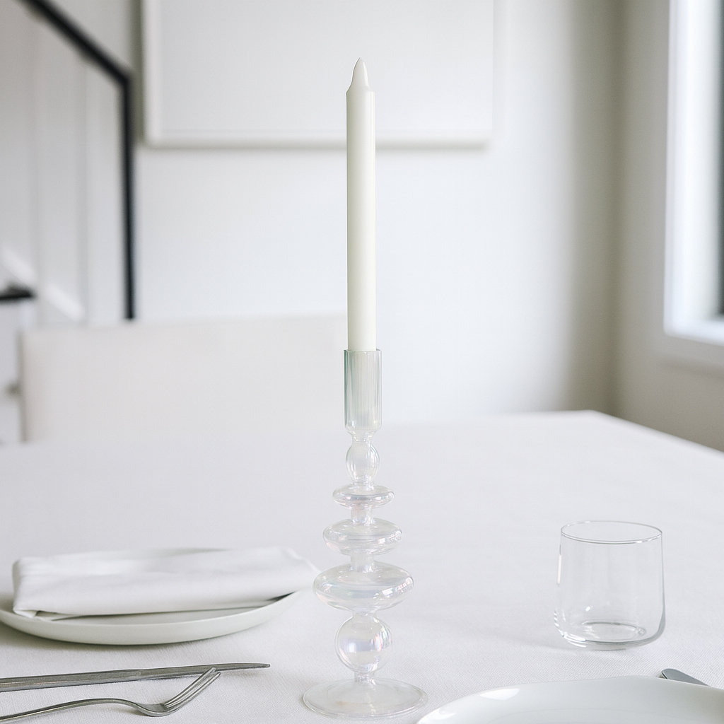 Rockleigh Glass Candlestick Holder, 11" H x 4" W x 4" D, Clear