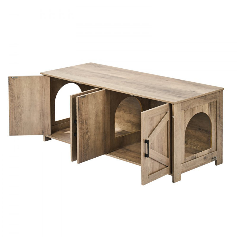 Enclos pour litière pour chat caché 2 pièces, Brun