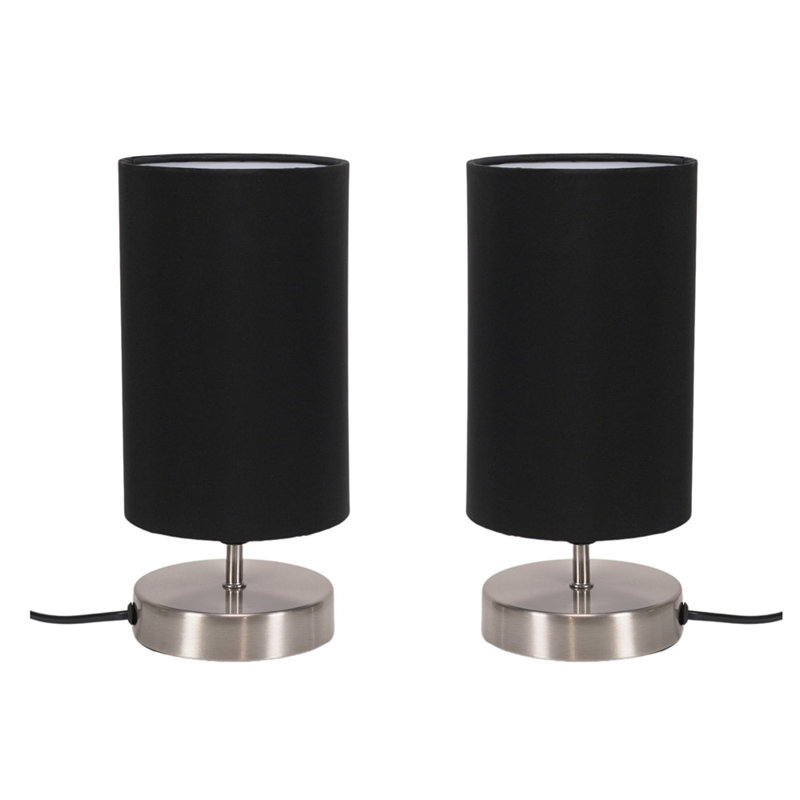 Romica Metal Table Lamp, Brushed Chrome, No, Black