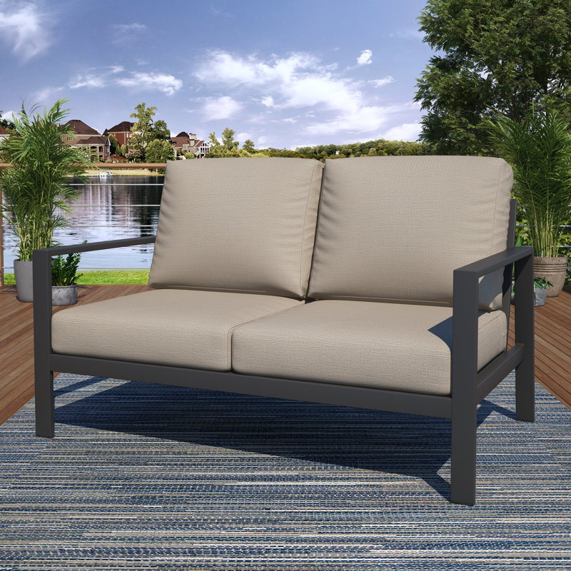 Townsend Sofa Seating Group with Sunbrella® Cushions, Sunbrella Canvas Natural, Mahogany