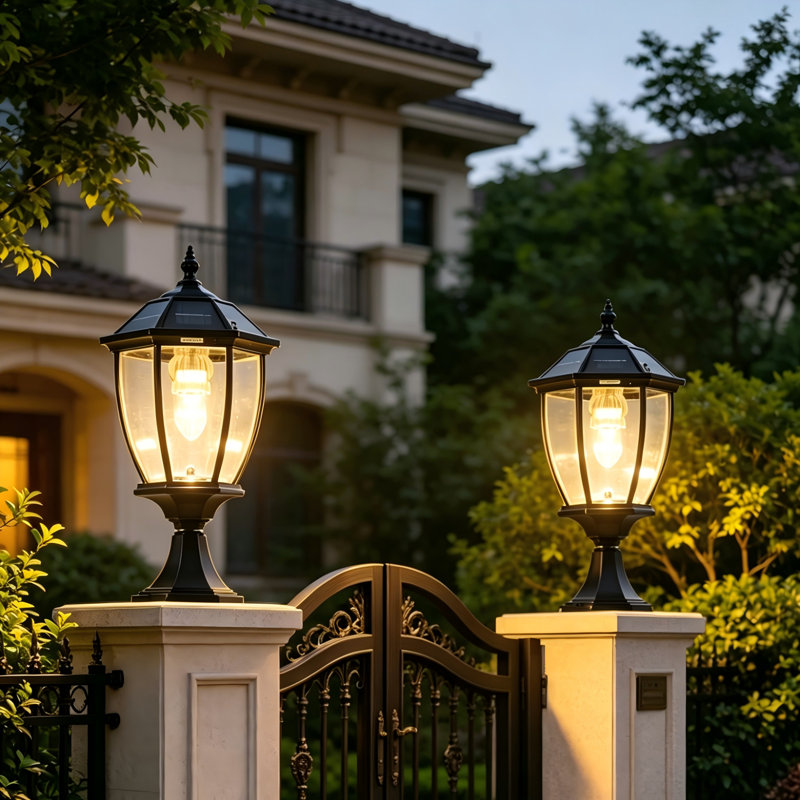 Solar Post Light Outdoor Class Black Aluminum Ww(2 Pack)