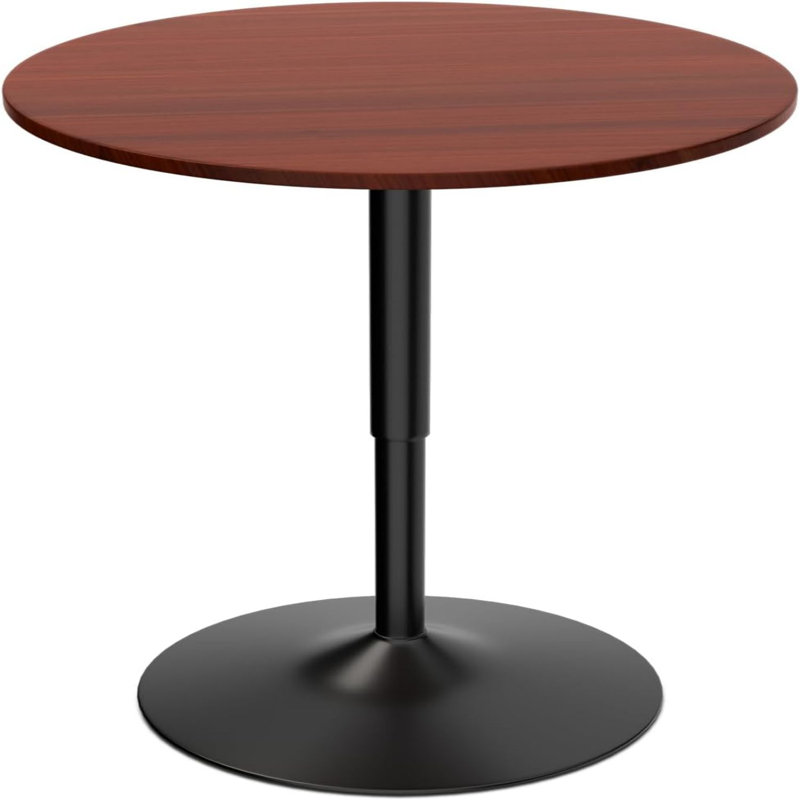 Round Metal Base Dining Table, Black, Red