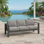Canapé de patio 75 po 3 places toutes saisons en métal avec coussins gris épais et structure grise-1531083414