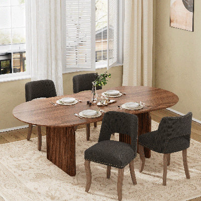 Ensemble de table de salle à manger moderne 70 po et chaises 4/6 en tissu, style industriel pour 6 à 8 personnes, salle à manger, cuisine