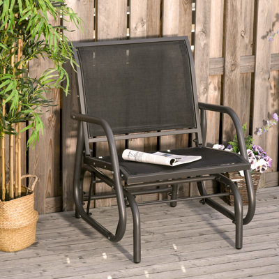 Outdoor Metal Frame Porch Glider Chair With Breathable Fabric For Relaxation by George Oliver