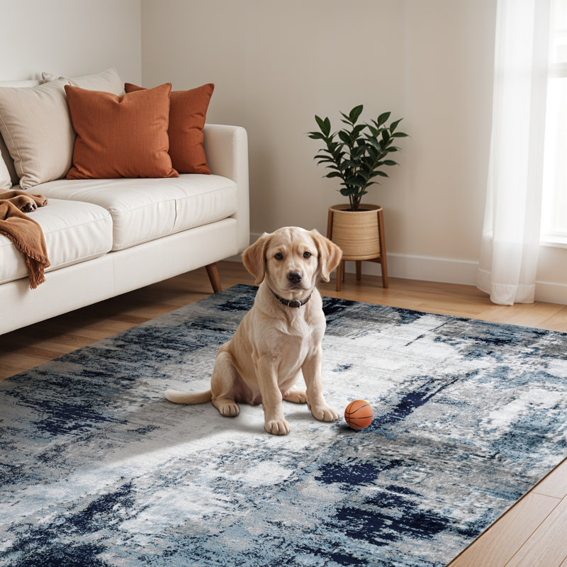 Roudebush Machine Woven Aqua Rug, Black/Grey, Rectangle 120 x 170 cm