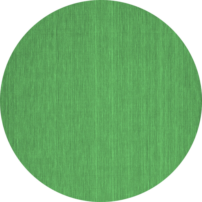 Tapis contemporain vert émeraude 181 lavable à la machine, Rond 5 pi