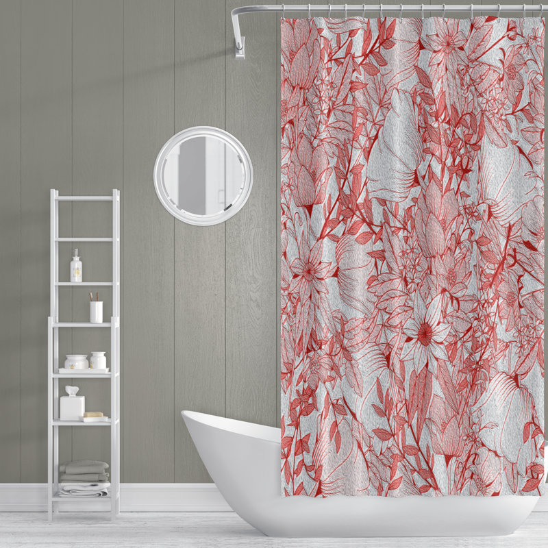 Rideau de douche simple à motif floral, H 72 po x l 70 po