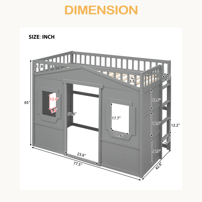Lit mezzanine simple avec échelle, Gris