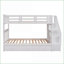 Lit superposé simple au-dessus de simple en bois avec 4 tablettes de rangement d'escalier, sans sommier, blanc pour chambre à coucher / dortoir-1079211109
