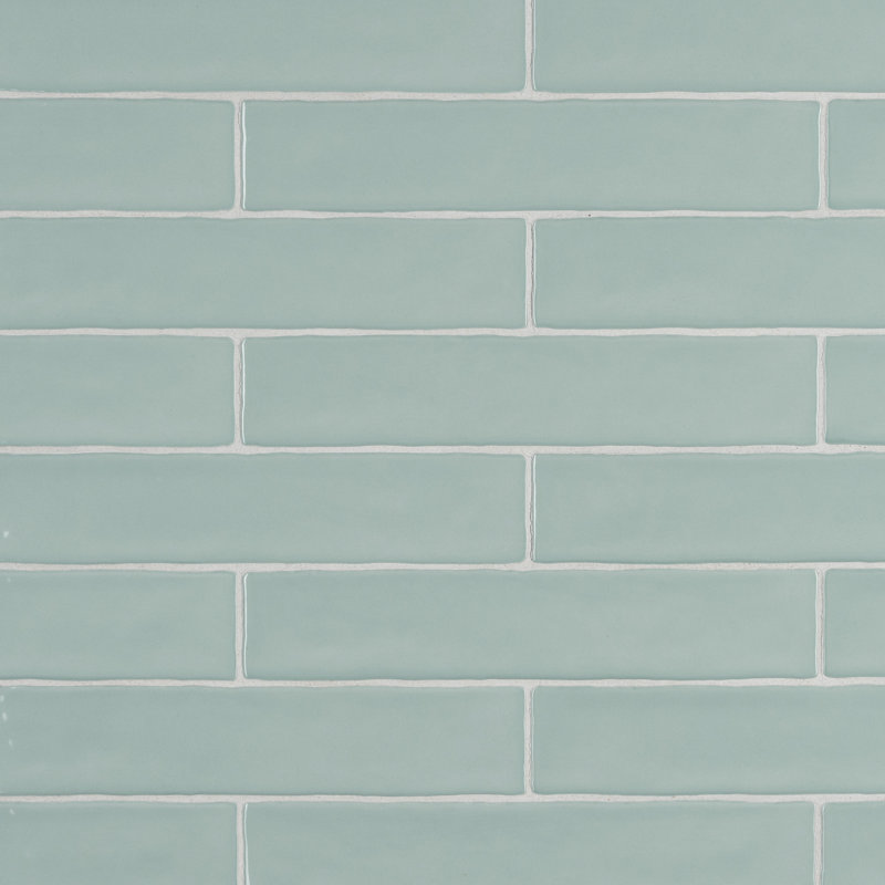 Chester 2" x 10" Ceramic Brick Look Subway Tile, Aqua
